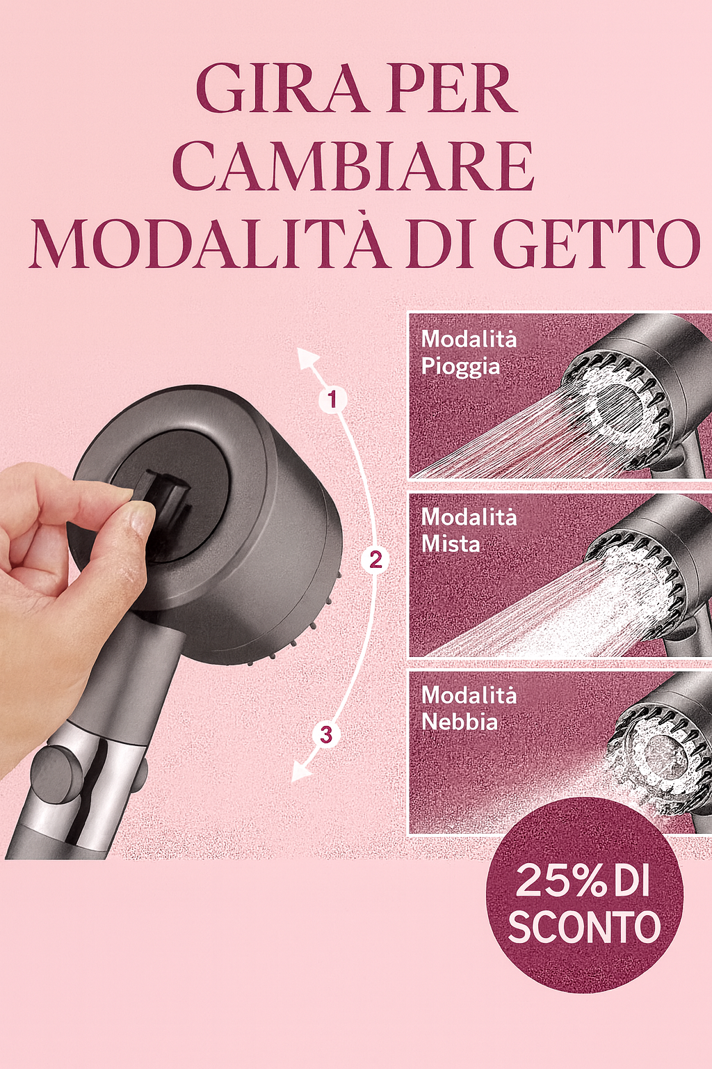 CasaViva - Soffione doccia massaggiante, anti calcare